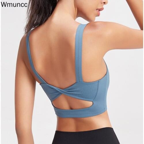 Wmuncc Fabric Nylon Breathable Women Yoga Bra Sexy Sports Wear Outdoor Exercise Running High Strength Shockproof Gym Tops