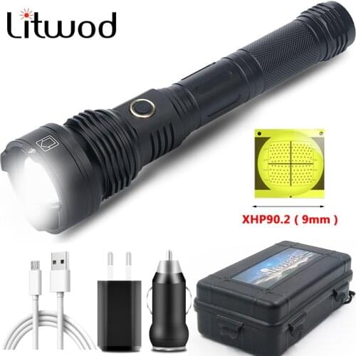 XHP90.2 4-core Led Flashlight Torch Usb Rechargeable 18650 or 26650 Battery Zoomable Power Bank Function Aluminum Alloy Lantern