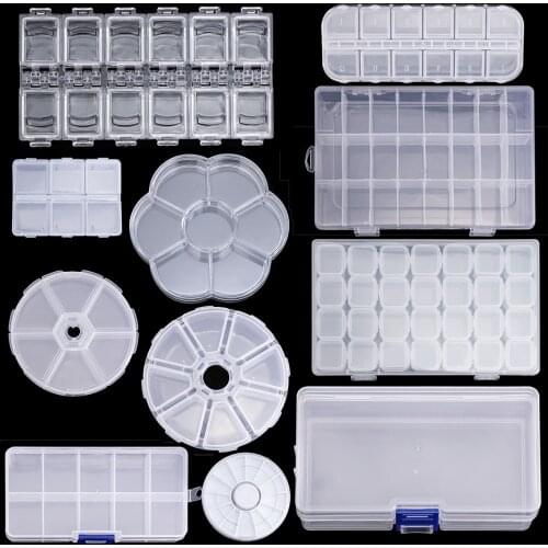 12 Slots Empty Nail Storage Box Multiple Size Rhinestones Alloy Parts Clear Organizer Case For Storage Beads Jewelry Boxes
