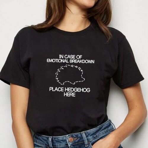 In Case of Emotional Breakdown T Shirt Women Short Sleeve Tshirt Cotton Women O-neck Loose Tee Shirt Femme Black Camisetas Mujer