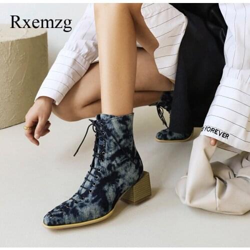 Rxemzg Shoes For Women 2021 Concise Street Style Lace-up Ankle Boots Cross Strap Female Autumn Short Martin Boots Designer Shoes