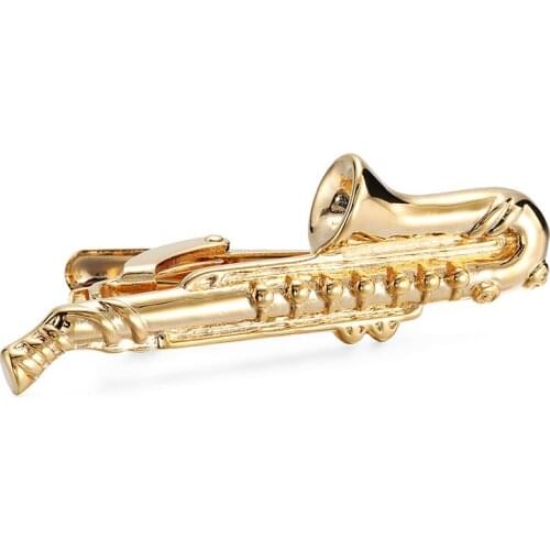 Gold Sax music Tie Bar for Mens Clasp Clip Clamp High Quality Man Business Wedding Tie Clips