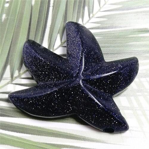 1pcs 30mm Natural Beautiful Natural Blue Sand Crystal Stones Carving Starfish Statue Carved Crystal Figurine Decoration Gifts