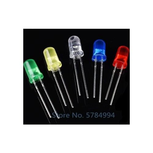 100pcs 5mm LED Diode 5 mm Assorted Kit White Green Red Blue Yellow DIY Light Emitting Diode