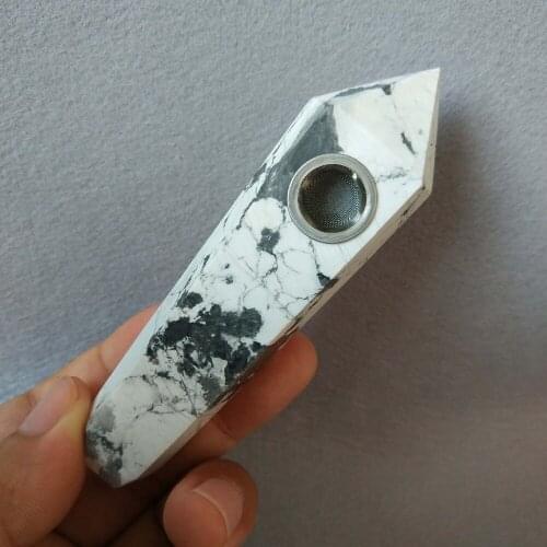 2017 hot wholesale Natural Quartz white Turquoise wand pointcrystal smoking pipe portable Mini tobacco Free smoking pipe-03