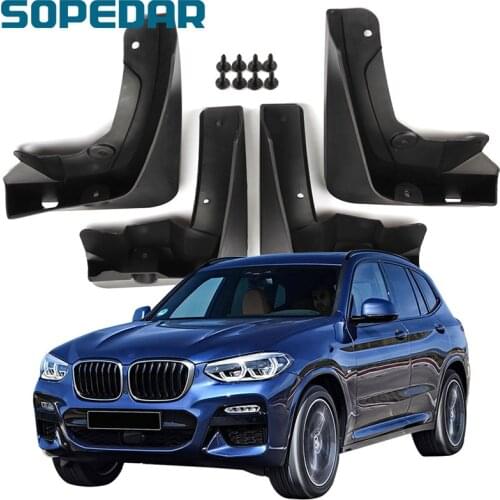 SOPEDAR 4PCS Car Exterior Pats Mud Flaps for BMW X3 2018 Splash Guards Fender Set Molded Styling Mudflaps Front Rear Mudguards