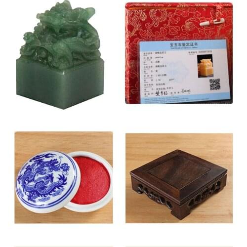 5cm Square Green Jade Seals Customized Chinese English Name Stamps Imperial Seal Ornaments Teacher Friend Receipts Name Chapter