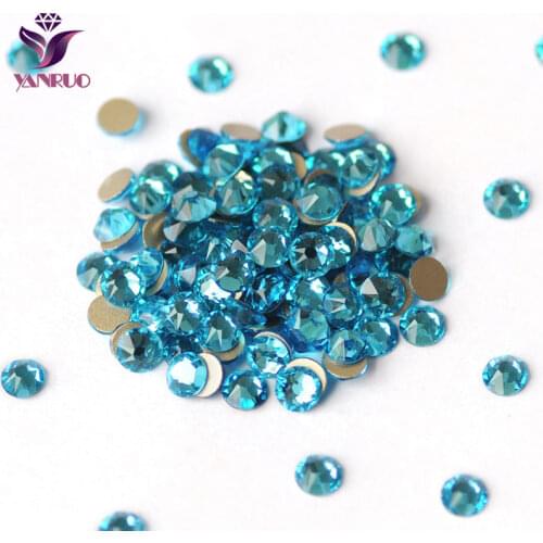 YANRUO 2088 Aquamarine non Hotfix Rhinestones Glass Flatback Crystals Strass Jewelery for Crafts Diamond Clothing Nail Art