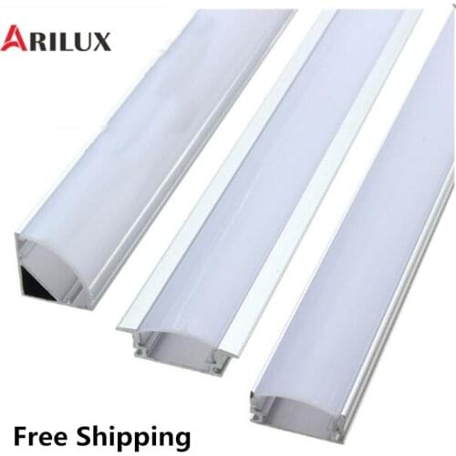 ARILUX 1X 5X 10X V U YW 1.8cm Wide Three Style 50cm Aluminium Channel Holder for LED Strip Light Bar Under Cabinet Lamp Kitchen