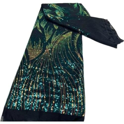 Shinny Sequins Design French Tulle Lace Top Quality Shinny Fabric JRB-5.21071501 Nigerian Material for Fashion Show Dress