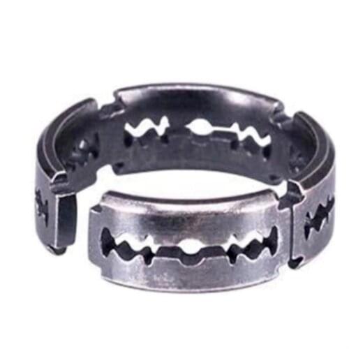Exaggerated Charm Titanium Steel Blade Ring Mens Rock Punk Razor Ring Stainless Steel Ring Party Ladies Fashion Jewelry Gifts
