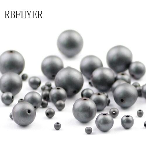 RBFHYER 2/3/4/6/8/10MM Natural Hematit Stone ore Round Matte Black Loose beads ball For Jewelry Making DIY bracelet
