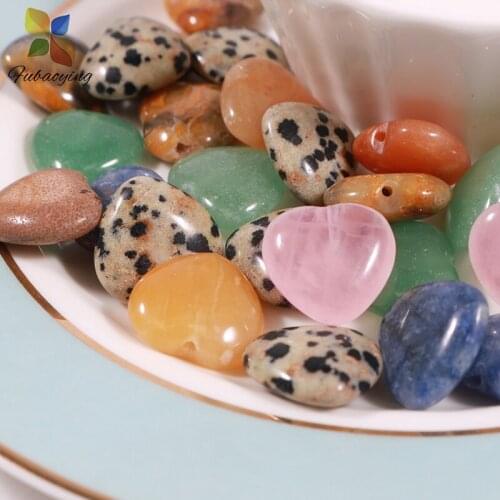 Wholesale Heart Bead 50pcs 16mm Hole Natural Stone Purple Crystal Pink Beads Charms DIY For Jewelry