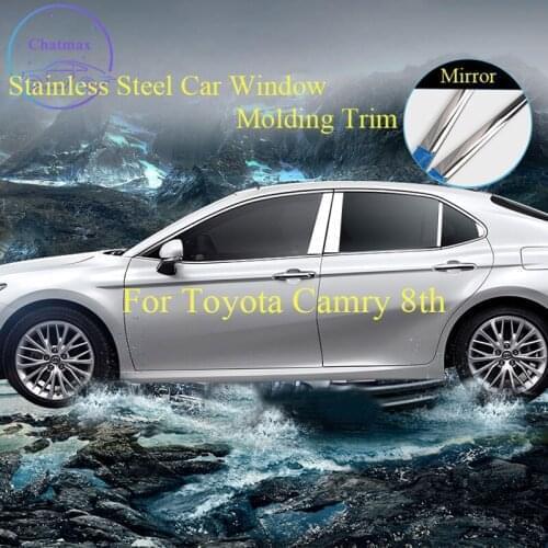 Car Window Center Mid Pillar Bright Strip Stainless Steel Bar Car Window Molding Trim for Toyota Camry 8G Decoration Accessory