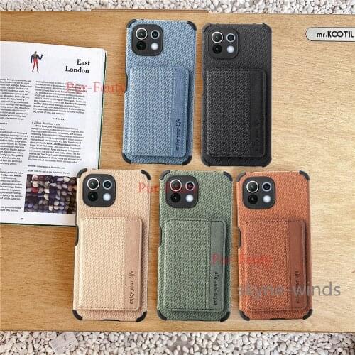 Fiber pattern case For Xiaomi Mi 11 Lite magnetic flip wallet clip stand phone holder cover for Xiaomi Mi 11Lite coque fundas