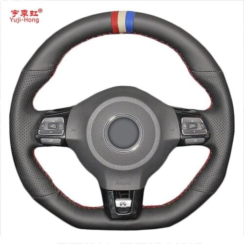 Yuji-Hong Artificial Leather Car Steering Wheel Covers Case for VW Golf 6 GTI MK6 VW Polo GTI Scirocco R Passat CC R-Line 2010
