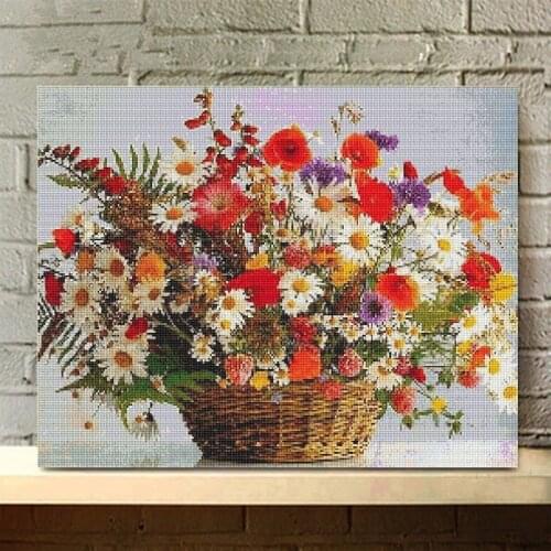 Flowers Full Round Diamond Painting Flowers Diamond Embroidery Flowers Diamond Mosaic Home Decoration Painting