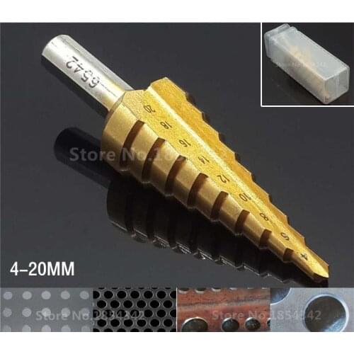 HSS 6542 M2 Titanium 4-20MM Straight Groove Broca Metal Step Cone Drill Bit Stainless Steel Hole Saw Cutter Wood Power Tool