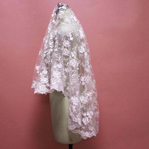 Real Photos Short Wedding Veil WITHOUT Comb Elegant Flower Lace White Ivory Bridal Veil Lace Veil for Bride Wedding Accessories