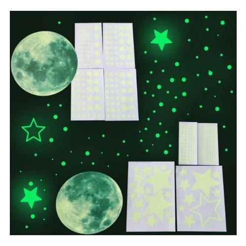 Creative Luminous Stickers Star And Luminous Moon Bedroom Childrens Room Decoration Moon Luminous Wall Stickers