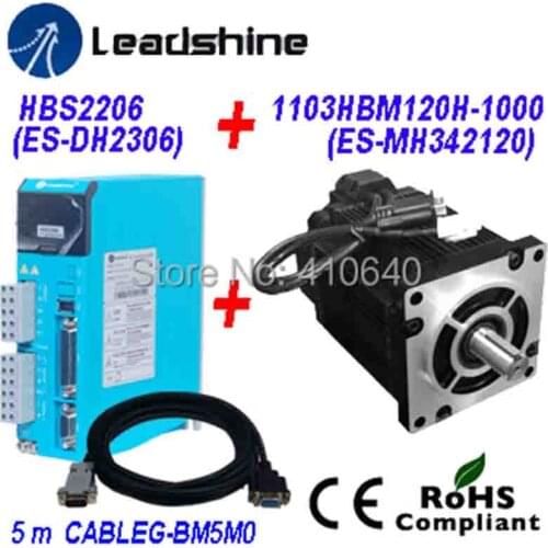 Leadshine AC 220V Servo Drive H2-2206 Updated from Old Servo Drive HBS2206 PLUS AC Servo Motor 1103HBM120H-1000 12 Nm
