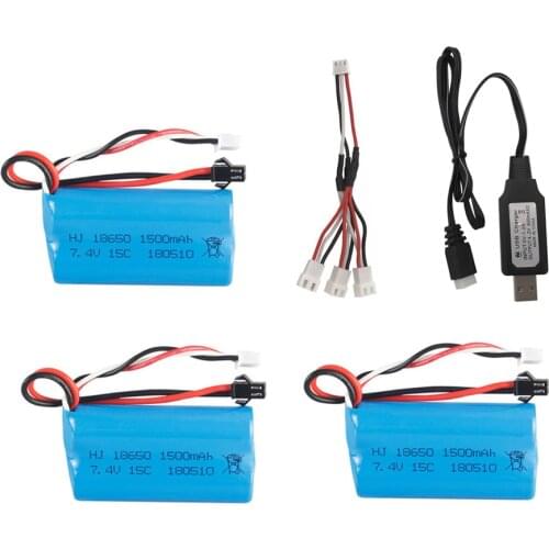7.4V 1500mAh lipo Battery + usb charger for YDI U12A Syma S033g Q1 TK H101 Rc Toys Cars boats Drone Part 18650 7.4V Battery