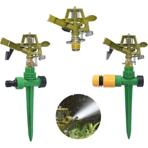 Metal Garden Sprinkler With Nozzle Holder 1/2 3/4 Thread Lawn 360 Degree Adjustable Rotating Water Nozzle Impulse Sprinkler