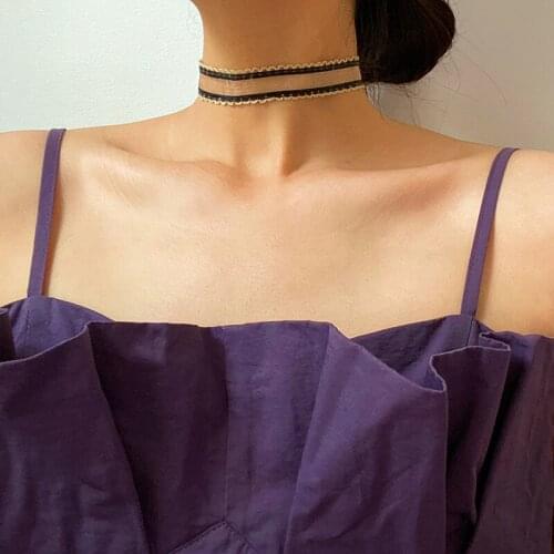 Vogallery Women Fashion Lace Chokers Necklaces Summer Sexy Club Short Necklace Black And White Chocker New Jewelry Accessories