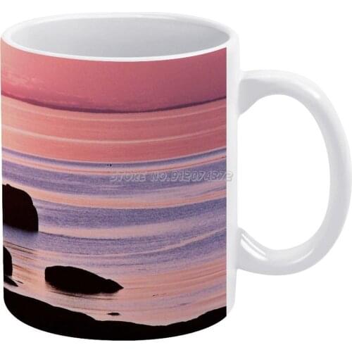 Lines In The Sea Coffee Mugs Ceramic Tea Cup Milk Mug Warmer Personalized Friends Birthday Gift Nature Coast Coastal Water Color