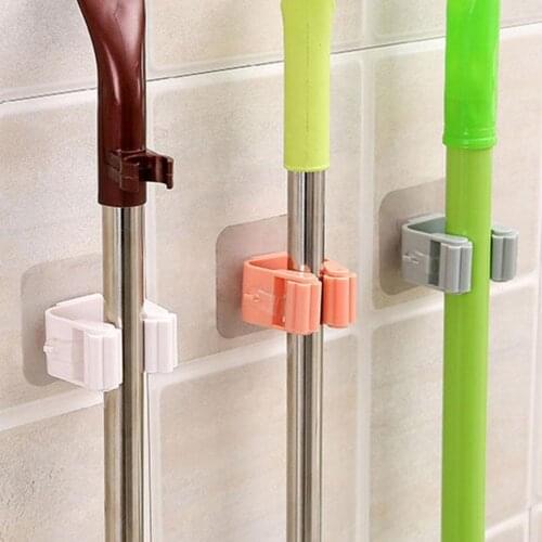 Bathroom Wall Mounted Mop Holder Brush Broom Hanger Home Rack Storage Household Suction Hooks Organizer Hanging Pipe Tools Q6L6