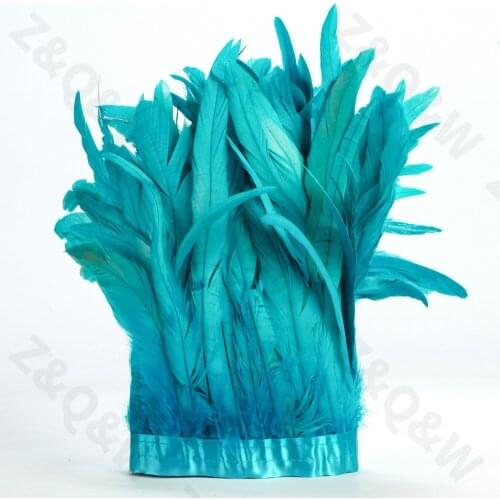 Natural 8-14 inch rooster tail dyed in lake blue to make 2m cloth edge DIY Latin shopping festival costume skirt decoration