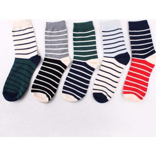 Autumn winter soks socks in tube breathable calcetines cotton socken deodorant male striped stockings students chausette men sox