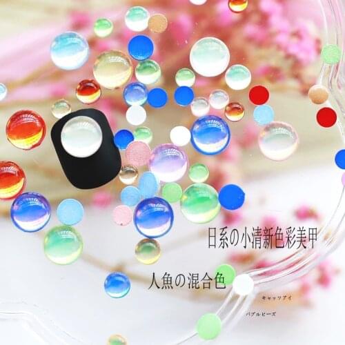 100pcs/Pack Japan Korea New Nail Art Parts Semicirc Mermaid Pearl Mixed Candy Color Decal 3D DIY Metal Accessories Sticker Tools