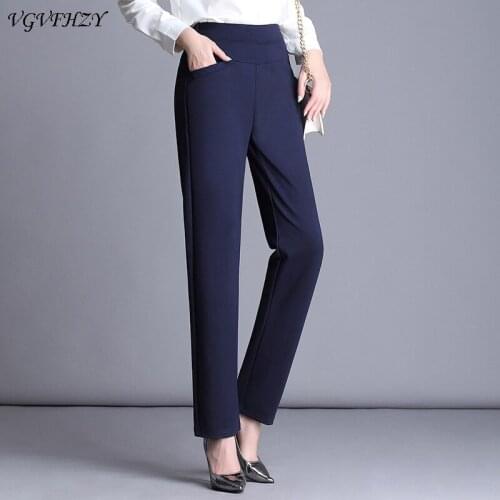 2020 New Women High Waist Pants Loose Long Trousers Elegant Lady Vintage Office Suit Pants Casual Pants Pantalon Femme