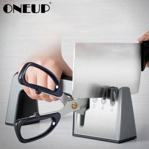 ONEUP Professional Knife Sharpener 4 Stage In 1 Tungsten Diamond Kitchen Shear Scissors Sharpening Stone Ceramic Whetstone Tool