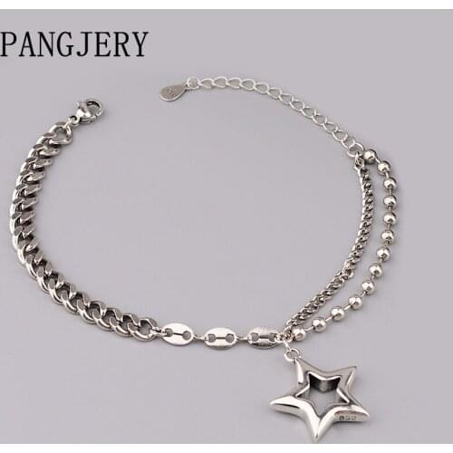 PANGJERY 925 Sterling Silver Stars Bracelets Adjustablefor Women INS Fashion Simple Exquisite Geometric Wedding Jewelry Gifts