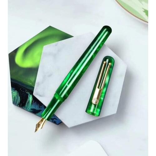 New Picasso Celluloid Fountain Pen Pimio EtSandy Aurora Green PS-975 Iridium F Ink Pen Writing Gift Pen for Business Office
