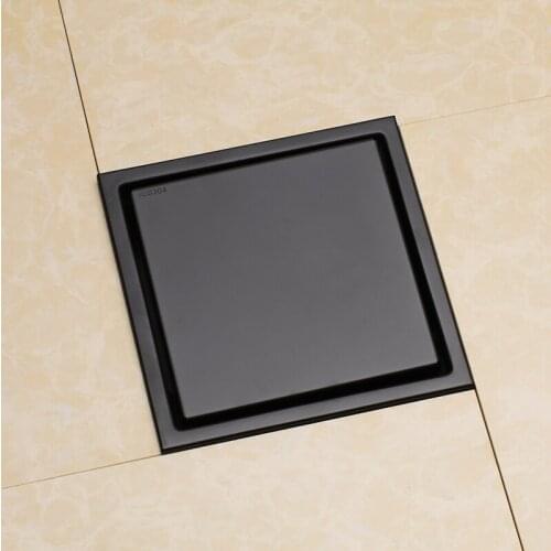 Popular Matte Black Square Shower Floor Drain with Tile Insert Grate 6-inch , Multipurpose , Invisible Look or Flat Cover-8541