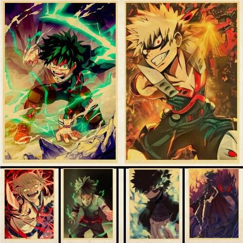 My hero academia series retro posters high quality wall stickers kraft paper material used to decorate the living room bedroom