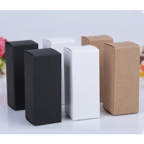100pcs/lot-10ml/20ml/30ml/50ml/100ml Blank White Black Kraft Paper Box for Dropper Bottle Cosmetics Party Gift Boxes valve tubes