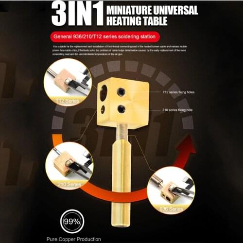 RL-067 Pure Copper Mini Hot Table Universal Micro Heating Soldering Platform Fast Disassemble for T12/936/210 Solder Iron Head