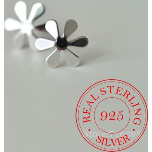 100% 925 Sterling Silver Jewelry Women Fashion Cute Tiny Flower Stud Earrings Gift For Girls Kids Lady pendientes