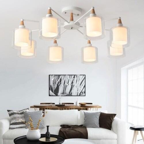Nordic chandelier study atmosphere living room lamp modern minimalist bedroom lamp wooden LED dining light