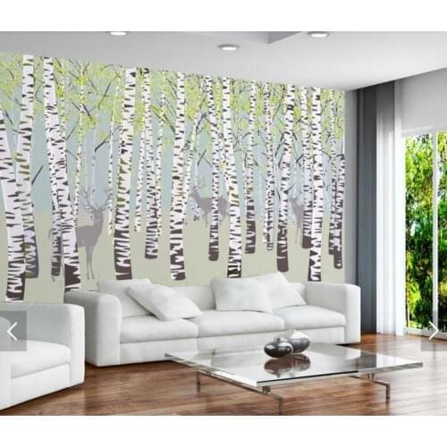 Modern Hand Painting Tree ELK Photo Wallpaper for Living Room Wall Paper Room Decor 3d Wall Murals Wall Papers Home Decor