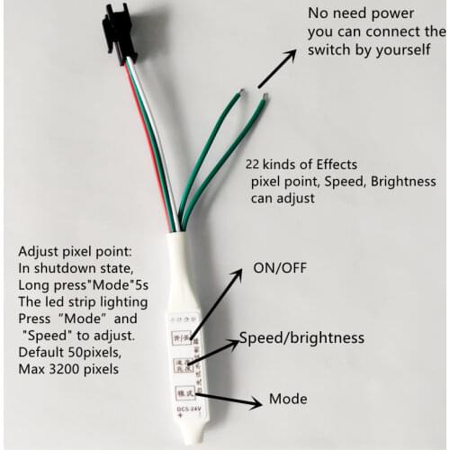 DC5V-24V MINI 3Key LED controller for WS2811 Single Color White /Warm White Running Water Flowing Horse Race LED Strip Light