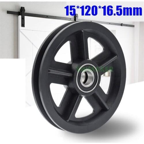 2pcs 15*120*16.5mm groove U-shaped nylon wheel for American barn door, 6002RS bearing pulley/track overhead crane/guide wheel