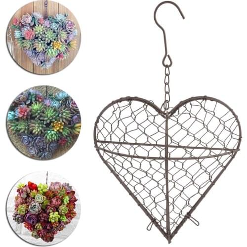 Iron Hanging Planters Heart Shape Flower Pots Wall Succulent Plants Basket Plant Hanging Holder