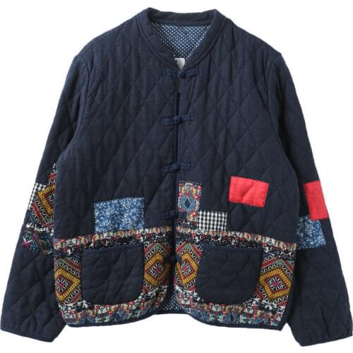 Women Filling Cotton Thin Jacket Autumn And Winter Lndie Folk Style Woman Parkas Female Coats