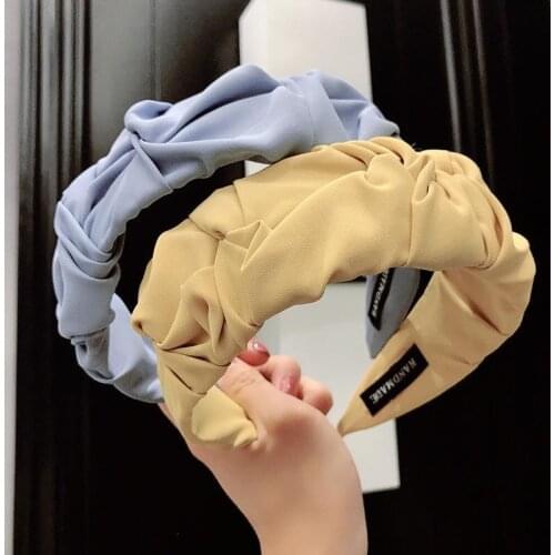 2021 New Fashion Solid color fabric cross-knotted wide-brim headband Hairpin Temperament Headdress Hair Accessories