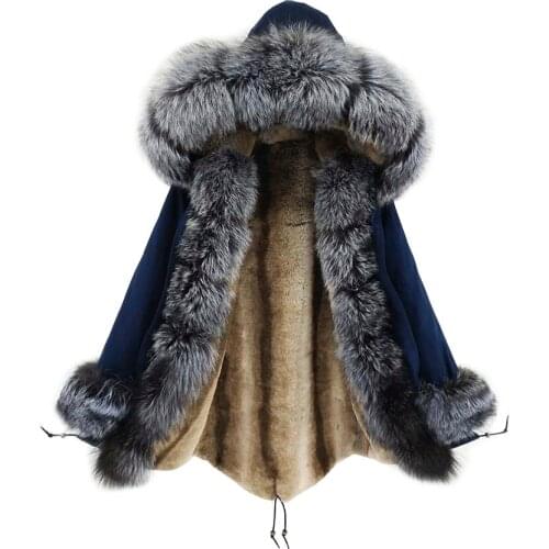 2020 winter jacket women luxury real fur coat fox fur collar with rabbit fur liner parka thick warm snow coat Womans clothing